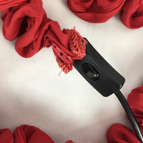 Red Silk Shade Beaded Fringe Hanging Light - Picture 5 of 6